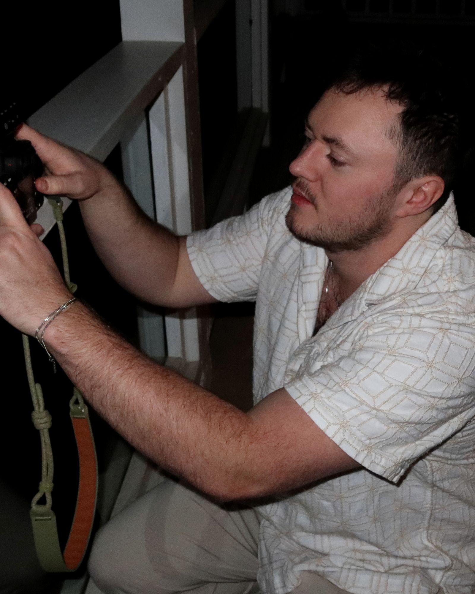Gary of Flote Media working a camera on location at night